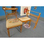 MAHOGANY CHAIR WITH FLORAL TAPESTRY SEAT ON TURNED SUPPORTS,