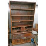 LATE 19TH CENTURY MAHOGANY SECRETAIRE BOOKCASE WITH FITTED INTERIOR BEHIND FALL PANEL DOOR OVER