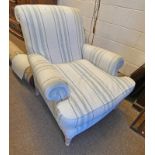 21ST CENTURY OVERSTUFFED ARMCHAIR ON REEDED SUPPORTS