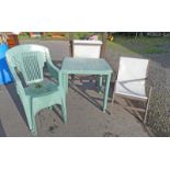 PAIR OF FOLDING GARDEN ARMCHAIRS,