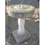 CONCRETE SUN DIAL ON PEDESTAL WITH PLINTH BASE 65 CM TALL