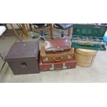 3 LEATHER SUITCASES, CAMPING STOVE,