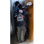 OGIO SPORT GOLF BAG & GOOD SELECTION OF LEFT- HANDED GOLF CLUBS