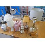GOOD SELECTION OF VARIOUS TABLE LAMPS TO INCLUDE HARDSTONE LAMP, ANGLE POISE STYLE LAMP,