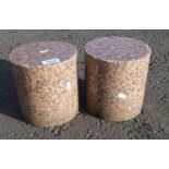 PAIR OF PINK GRANITE CYLINDER BASES DIAMETER 17CM X HEIGHT 18 CM