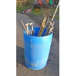 GOOD SELECTION OF GARDEN TOOLS TO INCLUDE RAKES, LOPPERS,