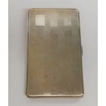 SILVER ENGINE TURNED CARD CASE WITH GILT INTERIOR, BIRMINGHAM 1948 - 14CM LONG,