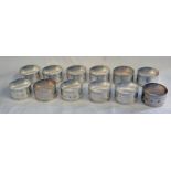 SET OF 12 SILVER NAPKIN RINGS WITH WAVY DECORATION BY BROADWAY & CO BIRMINGHAM 1978 - 370G