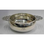 VICTORIAN SCOTTISH SILVER QUAICH STYLE NUT DISH WITH PIERCED HANDLES BY HAMILTON & INCHES EDINBURGH