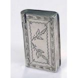 GEORGE III SILVER BOOK SHAPED PILL BOX WITH FERN DECORATION BY JOSEPH WILLMORE, BIRMINGHAM 1805 - 3.