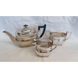 SILVER 3-PIECE TEASET ON BALL FEET,