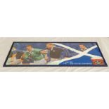 FRAMED SIGNED SCOTLAND RUGBY PRINT BEARING SEVERAL SIGNATURES,