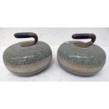 PAIR OF CURLING STONES, HANDLES MARKED '40',