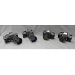SET OF 4 PRACTIKA BY PENTACON FILM CAMERAS, ALL MADE IN GERMANY,