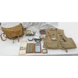 FRAMED FISHING FLIES, FISHING BAG, SHAKESPEARE WAISTCOAT, TROUT CASTS,