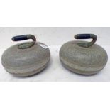 PAIR OF CURLING STONES WITH MARKINGS TO HANDLES (AF),