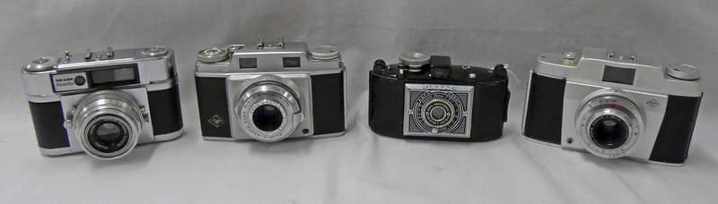 4 VINTAGE CAMERAS, ALL GERMAN MADE, TO INCLUDE AGFA KARAT 6.