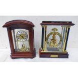 GLASS AND WOOD CASED SKELETON STYLE MANTLE CLOCK AND A CHURCHILL QUARTZ MANTLE CLOCK -2-