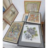 SELECTION OF ORIENTAL PICTURES, PRINTS ETC TO INCLUDE FLORAL SCENES,