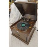 HIS MASTERS VOICE GRAMOPHONE WITH A HIS MASTERS VOICE NO 4 SOUND BOX AND FOOT PRINTS IN THE SNOW BY