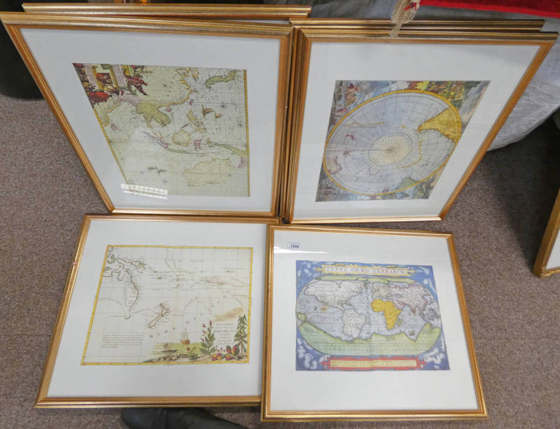 6 GILT FRAMED PRINTS OF EARLY MAPS