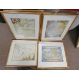 6 GILT FRAMED PRINTS OF EARLY MAPS