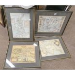 4 FRAMED PRINTS OF MAPS TO INCLUDE SCOTLAND,