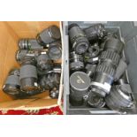 LARGE SELECTION OF CAMERA LENSES TO INCLUDE MAKERS SUCH AS PENTACON, ELICAR, SOLIGAR, VIVITAR,