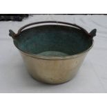 SOLID BRASS POT WITH IRON HANGING HANDLE, 30.