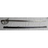 VICTORIAN 2ND WEST YORK VOLUNTEER ARTILLERY OFFICER'S SWORD, 83CM CURVED BLADE,