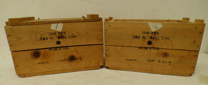 TWO WOODEN AMMO CRATES,