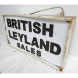 BRITISH LEYLAND SALES, GARAGE SIGN, 60 CM WIDE, 32.5 CM TALL AND 19.