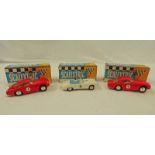 THREE VINTAGE SCALETRIC ASTON MARTIN MODEL RACING CARS.