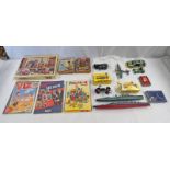 SELECTION OF VARIOUS ITEMS INCLUDING COMMANDO COMICS, PLAYWORN DINKY, MATCHBOX ETC MODEL VEHICLES,