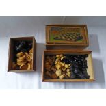 SELECTION OF VINTAGE CHESS & DRAUGHT PIECES