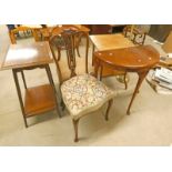 MAHOGANY BALLOON BACK CHAIR, MAHOGANY HALFMOON TABLE,