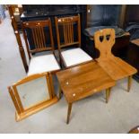 PINE HALL CHAIR, PAIR OF MAHOGANY CHAIRS,