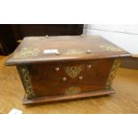 LATE 19TH CENTURY MAHOGANY BOX WITH DECORATIVE BRASS MOUNTS