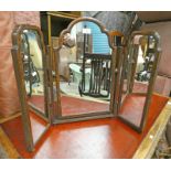 MAHOGANY FRAMED 3 PART DRESSING TABLE MIRROR