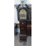 LOT WITHDRAWN 19TH CENTURY MAHOGANY GRANDFATHER CLOCK WITH DECORATIVE BOXWOOD INLAY & BRASS &