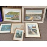 FRAMED WATERCOLOUR OF HARBOUR SCENE SIGNED D GURNMEY 33 X 50 CM,