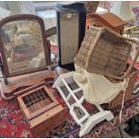 DISPLAY CABINET, WICKER BASKETS,