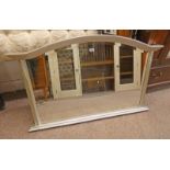 SILVERED FRAMED MANTLE MIRROR WITH CURVED TOP - 101 CM X 68 CM
