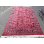 RICH RED GROUND CARPET WITH FULL PILE AND ALL OVER AFGHAN DESIGN 295 X 195CM