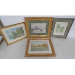 4 GILT FRAMED WATER COLOURS RD NEALE 'VALLEY SCENE' SIGNED, D. DALE.