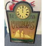 LATE 20TH CENTURY WALL CLOCK PLAQUE MARKED 'EST 1806 CHANDLERS G SIMPSON'