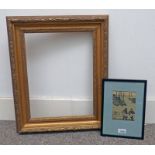 IN THE MANNER OF J W HERALD 2 FISHERMEN FRAMED WATERCOLOUR 14 X 10 CM AND GILT FRAME INSIDE SIZE 32