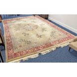 PINK AND BEIGE FLORAL DECORATED CHINESE CARPET 380 CM X 275 CM