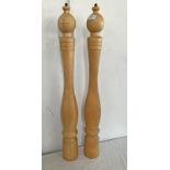LARGE WOOD SALT & PEPPER GRINDERS, 91CM TALL Condition Report: Pepper works.