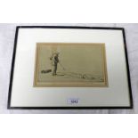 GEORGE SAPE SHEPHERD WITH CROOK FRAMED PICTURE 13 X 22 CMS